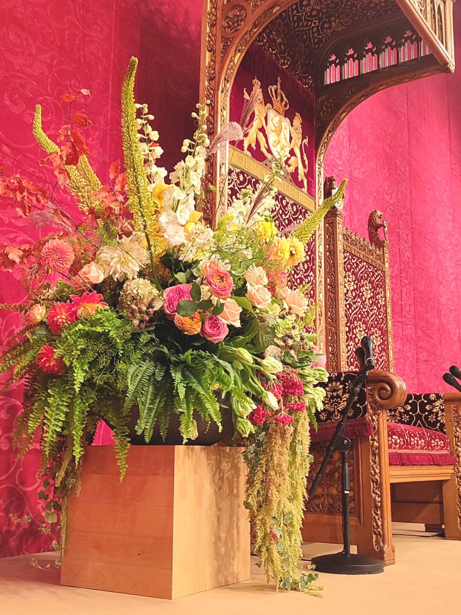 Pinkish floral design for the Dutch Royal Family